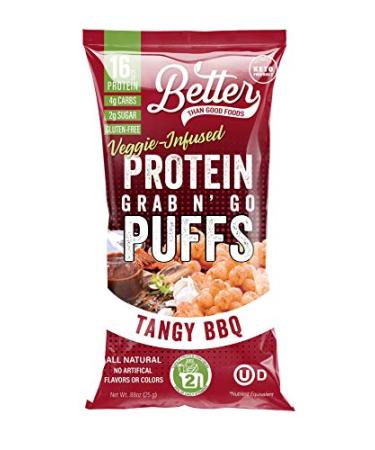 BETTER THAN GOOD Keto Protein Puffs  16g Protein 2 Servings of Fruits & Veggies  Paleo Low Sugar Low Calories Gluten Free Diabetic Friendly Keto Snacks (BBQ)