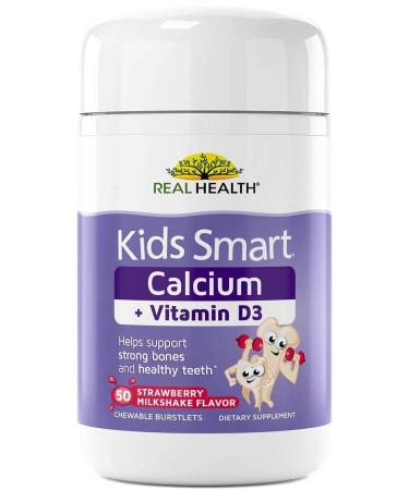 Real Health Kids Smart Calcium + D3 Chewable Supplements, 50 Count