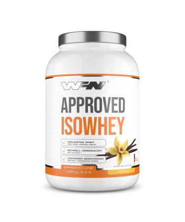 WFN Approved Isowhey Vanilla 1kg Lactose Free Protein Powder CFM Whey Protein Isolate Highly Soluble 33 Servings Made in Germany External Laboratory Tested