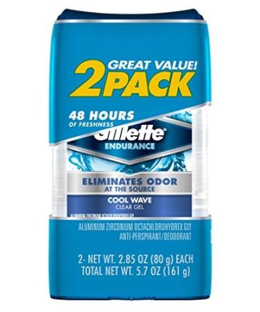 Gillette Deodorant Twin Pack Cool Wave 2.85 Ounce Clear Gel (84ml) (2 Pack)
