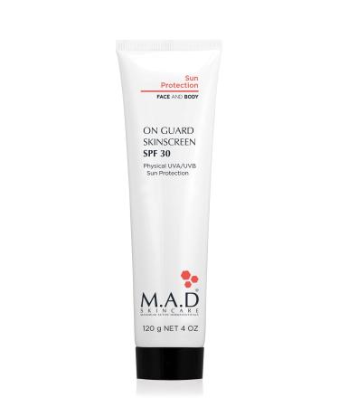 M.A.D Skincare On Guard Skinscreen SPF 30 Advanced Combination Sunscreen and Anti-Aging Treatment Targeted Protection with Hyaluronic Acid and Antioxidants 1 fl. oz.