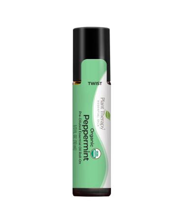 Plant Therapy Organic Peppermint Essential Oil 100% Pure Pre-Diluted Roll-On Natural Aromatherapy for Neck Tension Muscle Discomfort & Cooling Therapeutic Grade 10 mL (1/3 oz)