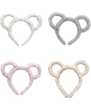 QOKLIYUI New Cute Plush Bear Ear Headband Wide Applicable Occasion And Premium Polyester Round Mouse Bear Ears Makeup Hair Hoop Grey - Buy Online on GoSupps.com