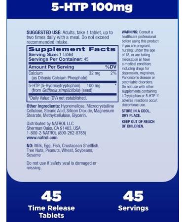Buy 5-HTP Time Release Tablets | Maximum Strength | Natrol 100mg Compatible | 45 Count - International Shipping Available - Buy Online on GoSupps.com