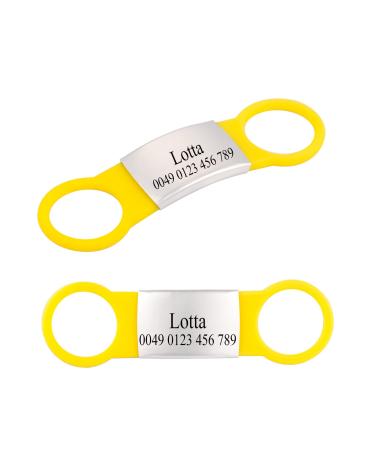 2 pieces of silicone dog brand with engraving pet-ID brand to postpone personalized animal brands for dogs and cats yellow l (2 Pack)