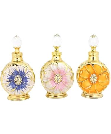 DFJOENVLDKHFE Perfume Bottle Empty Frosted Glass Essential Oil Bottle Refillable Empty Jewelry Decoration Crystal Bottle (Size : 12 Color : Golden flowers) 12 Golden Flowers - Buy Online on GoSupps.com