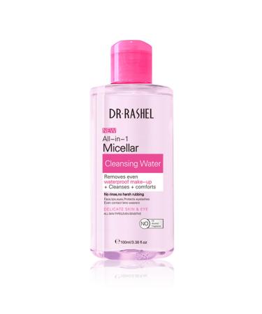 Micellar Cleansing Water 100ml All-In-1 No Rinse Micellar Water For Face Lips & Eyes Hypoallergenic Cleanse & Moisturizing Cleansing Water Remove Waterproof Makeup For All Skin Types