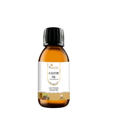 Naturistic 100ml Cold Pressed Castor-Oil for Hair Growth Skin Eyelashes & Eyebrows - Pure Caster Oil for Beard Scalp and Face - Castor Oil for Hair and Skin Care.