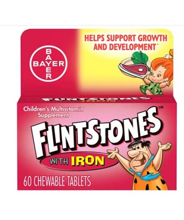 Flintstones Childrens Multivitamin Supplement with Iron Chewable Tablets, 60 Each (Pack of 2) by Flintstones Vitamins 60 Count (Pack of 2)