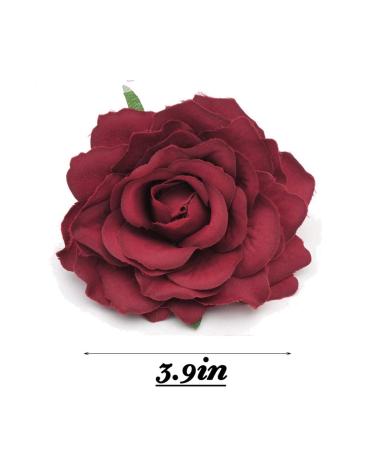 HOLY KT Dark Red Velvet Rose Flower Wreath Clip & Pin - Handmade Bride Women Hair Accessory for Flamenco Dancer - Deep Red (3.9in) - Buy Online on GoSupps.com