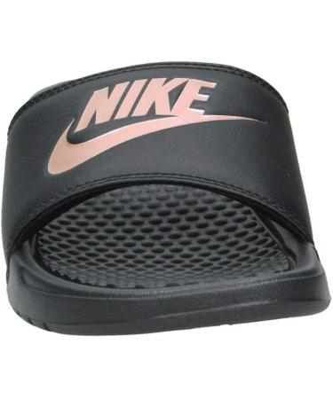 Nike Women's Benassi Just Do It Sandal 8 - Black/Rose Gold - Buy Online on GoSupps.com