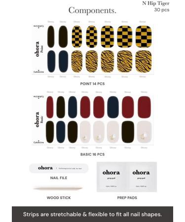 ohora Semi Cured Gel Nail Strips (N Hip Tiger) - Salon-Quality, Long Lasting, Easy to Apply & Remove - Includes Prep Pads, Nail File & Wooden Stick - Buy Online on GoSupps.com