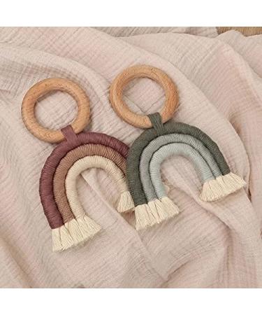 Wooden Rainbow Wall Hanging Teething Ring - Children's Room Decor (Green) | International Shipping - Buy Online on GoSupps.com