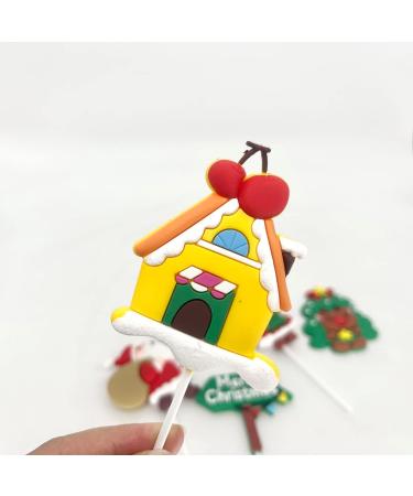 Merry Christmas Cake Topper 5pcs Christmas Cupcake Topper for Christmas Theme Party Cake Cupcake Santa Clause Xmas Tree - Buy Online on GoSupps.com