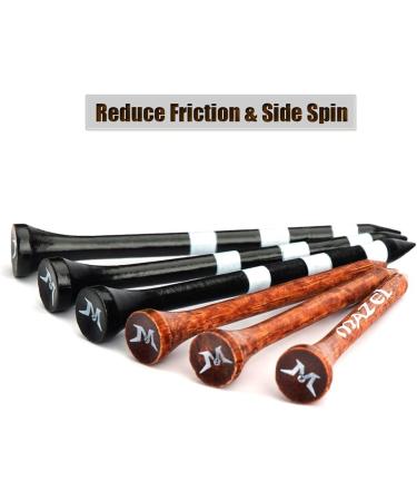 MAZEL Natural Wood/Bamboo Golf Tees 2 3/4 & 3 1/4 - Pack of 50 or 120 | Reduce Friction, Side Spin | Durable & Stable | Black & Brown - Buy Online on GoSupps.com