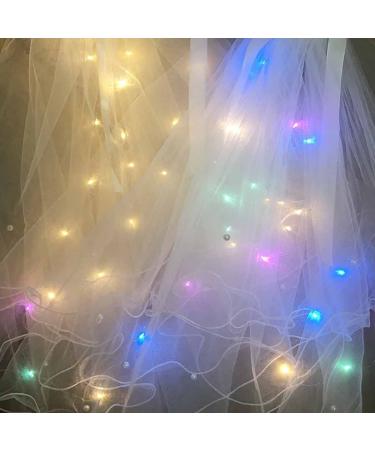 LED Wedding Veil Glowing Feather Headband - Bachelorette Party Bridal Hair Accessories - Buy Online on GoSupps.com