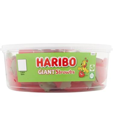 HARIBO Giant Strawbs 6 x 75 Pieces Sweets Tub (825 g) - Buy Online on GoSupps.com