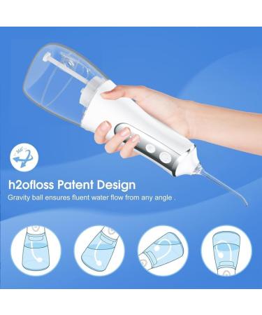 Rykostex Cordless Water Flosser for Teeth Cleaning - 300ML Dental Oral Irrigator | Rechargeable Waterproof 3 Modes & 5 Tips - Perfect for Home & Travel (White - Buy Online on GoSupps.com