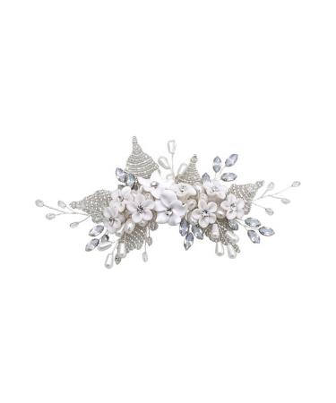 Ipetboom Pearl Hair Comb 1pc Bridal Headwear Crystal Pearl Bridesmaid The Flowers Hair Piece Silver Rhinestones
