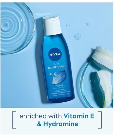 NIVEA Refreshing Toner (200 ml) with Vitamin E - Deeply Cleanses and Invigorates Skin | Effective Facial Cleanser - Buy Online on GoSupps.com
