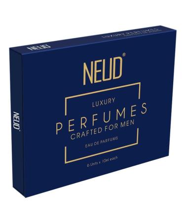 NEU.D Luxury Perfume Gift Set 6 x 10 ml for Men | Eau De Parfums | Amber Vanilla Citrus Aquatic Cedar Sandalwood Scent | Long Lasting Fragrance EDP Set