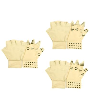 Healeved 3 Pairs Anti Slip Workout Gloves Fitness Magnetic Non-Slip Elastic Anti Gloves Protection Support Glove Gloves Half Finger Sports Gloves Riding