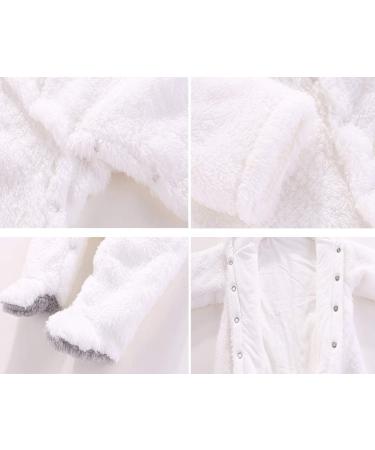 Ceguimos Newborn Baby Hooded Romper Jumpsuit | White Fleece Cartoon Bear | 9-12 Months - Buy Online on GoSupps.com