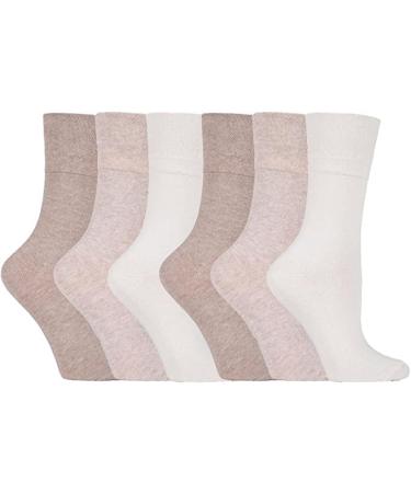 ZRWASKA Diabetic Socks For Women Wide Honey Comb top soft cuff Ankle Oedema friendly Non-Elastic Grip for Swollen feet Leg Non-Binding Circulatory Neuropathy Socks 4-8 (Pack 6) 4-8 Light Brown (6 Pairs)