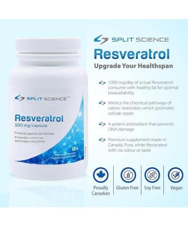 MAXIMUM EFFECTIVENESS Split Science Resveratrol + NMN Bundle | 500mg Resveratrol and 500mg NMN | Enhanced Longevity with improved Cellular Function Metabolism | 120 Easy-to-swallow Capsules | Vegan Non-GMO - Buy Online on GoSupps.com