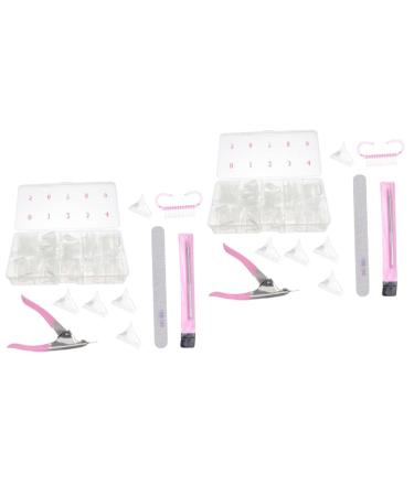 DOITOOL 2 Boxes Nail Art Box Nail Art Tools Fake Nail Sheets Nail Kit Nail Art Kit Coffin Nail Tip Nail Files Nail Brush Nail Beauty Accessory Acrylic Manicure Tools Fake Nail Patch Suite