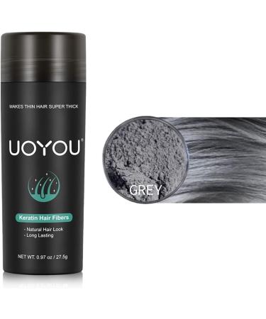 UOYOU GREY Hair Fibres 27.5g Bottle - Natural Keratin Hair Fibers Concealer for Thinning Hair - Men and Women | Hair Loss Solution - Grey Hair Building Fibres Powder (Pack of 1) - Buy Online on GoSupps.com