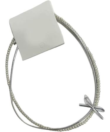 Oralgo Double-Layer Pearl Necklace - French Style Loop Fan Trailer Collarbone Chain for Women & Girls | Chic Gray Design - Buy Online on GoSupps.com