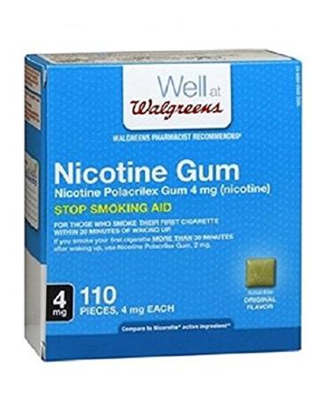Walgreens Nicotine Polacrilex Gum 4 MG - Original Flavor - 110 Pieces Stop Smoking Aid