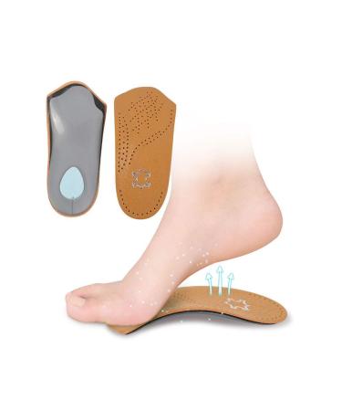 3/4 Leather Orthotic Inserts with Metatarsal Pad  Arch Support Insoles Shoe and Padding at The Heel for Men and Women EU37-38/US W7-8 3/4 Leather Orthotic Inserts