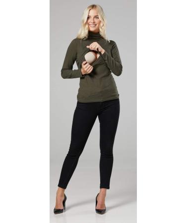 Happy Mama Maternity Nursing Roll Neck Top 1289 - Khaki, Size 16 - Buy Online on GoSupps.com