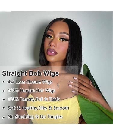 12 Inch Short Bob Brazilian Virgin Human Hair Wig | HD Transparent Lace Closure | Pre-Plucked with Baby Hair | 150% Density | Natural Black for Black Women - Buy Online on GoSupps.com