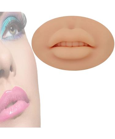 5D Open Mouth Silicone Lips Practice Skin Real Skin 5D Flexible Silicone Lips Model - 2022 Upgrade Authentic Soft Silicone Lip Practice Silicone Skin for Permanent Makeup Artists Light Brown