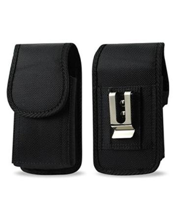 Golden Sheeps Military Grade Heavy Duty Holster Nylon Metal Clip Compatible with Flip Phone or Smartphone Up to 4.25x2.25x0.85 Inch in Dimensions Rugged Nylon Canvas Carrying Case with Belt Clip