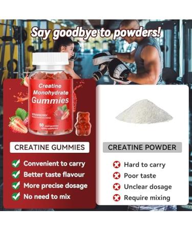 Creatine Monohydrate Gummies, 2 Pack Creatine Monohydrate for Women & Men, Sugar-Free Gummies for Increase Strength and Build Muscle, Workout Supplement, Vegan, 120 Count, Strawberry Flavor 60 Count (Pack of 2) - Buy Online on GoSupps.com