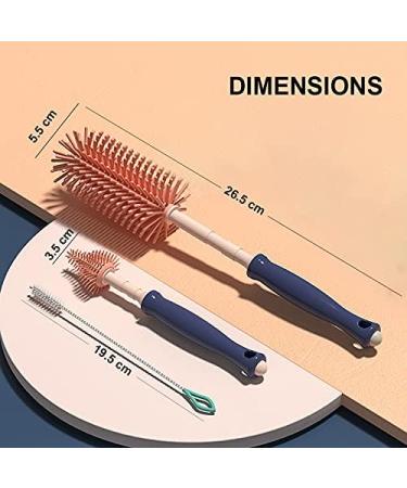 360 Baby Bottle Brush Set - Easy Clean Long Handle Cleaner for Plastic & Glass Bottles - Milk Hose & Pacifier Brush Kit (Blue) - Buy Online on GoSupps.com