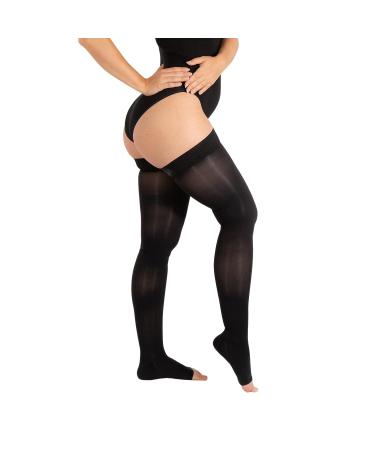 RIEMTEX PREMIUM compression stockings class 2 CCL2 23-32 mmHg with open toe thigh highs women men black size 6