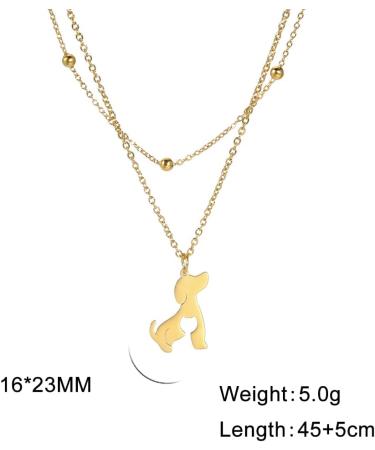 Teamen Stainless Steel Pet Pendant Necklace - Cute Dog Cat & Horse Jewelry for Women | Gold Double Chain - Buy Online on GoSupps.com