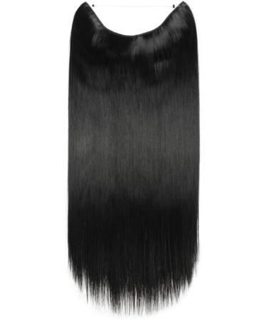 Silk-co 24 inch Wire in Hair Extensions One Piece Hairpiece Sythetic Hidden Elastic Long Straight Half Head Black - Buy Online on GoSupps.com
