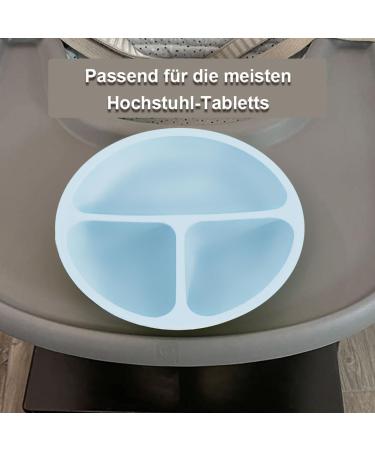Silicone Baby Plate with Suction Cup, Spoon & Fork Set - BPA Free, Non-Slip Toddler Tableware with Compartments in Light Blue - Buy Online on GoSupps.com
