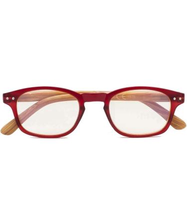 Eyekepper UV Protection Reading Glasses - Bamboo Look Anti-Reflective Red Frame & Yellow Tinted Lenses +3.0 - Buy Online on GoSupps.com