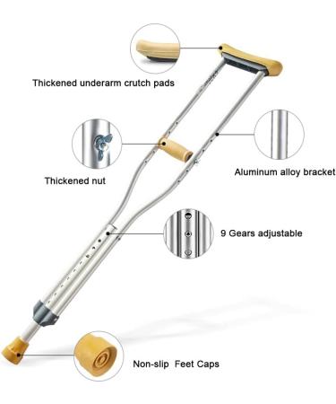 Underarm Crutches Aluminum Adjustable Frame Medical Crutches for Young Lightweight Crutches with Comfortable Underarm Pad and Handgrip 1 Pair (Size : 110cm/43inch(2 counts)) anniversary Lucky Star - Buy Online on GoSupps.com