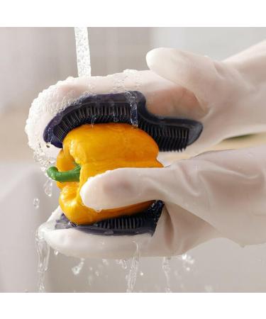 Magic Dish Washing Gloves Silicone Rubber Cleaning Brush Scrubber Kitchen Accessories (Purple) - Buy Online on GoSupps.com