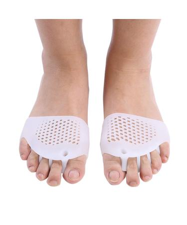 Toe Separators 1 Pair Silicone Bunion Straightener Hallux Valgus Corrector Foot Care Toe Protector for Women & Men(White)