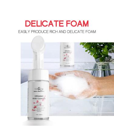 M&A BEAUTY Organic Rose Foam Cleanser - Face Wash with Silicone Scrub Brush & Vitamin C for Radiant Skin | International Shipping - Buy Online on GoSupps.com