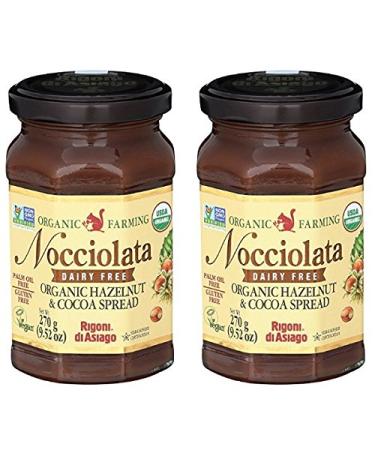 Rigoni Di Asiago Nocciolata DAIRY FREE Organic Hazelnut & Cocoa Spread, 9.52 Ounce Jar (Hazelnut Cocoa, 2 Pack)